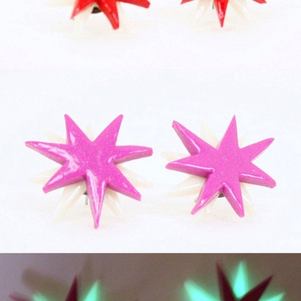 Jem and the Holograms Jem Star Earrings Glow In The Dark - Cosplay Prop - 80's earring - Costume - The Misfits - Jem Star Earrings - Jewelry