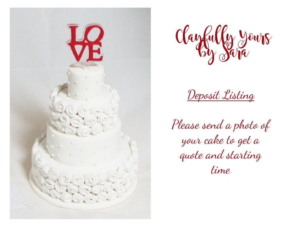 Wedding Cake Mini Replica Custom Ornament - Replica Cake - Wedding Gift - First Anniversary - Newlyweds Gift - Clay Ornament Shop **