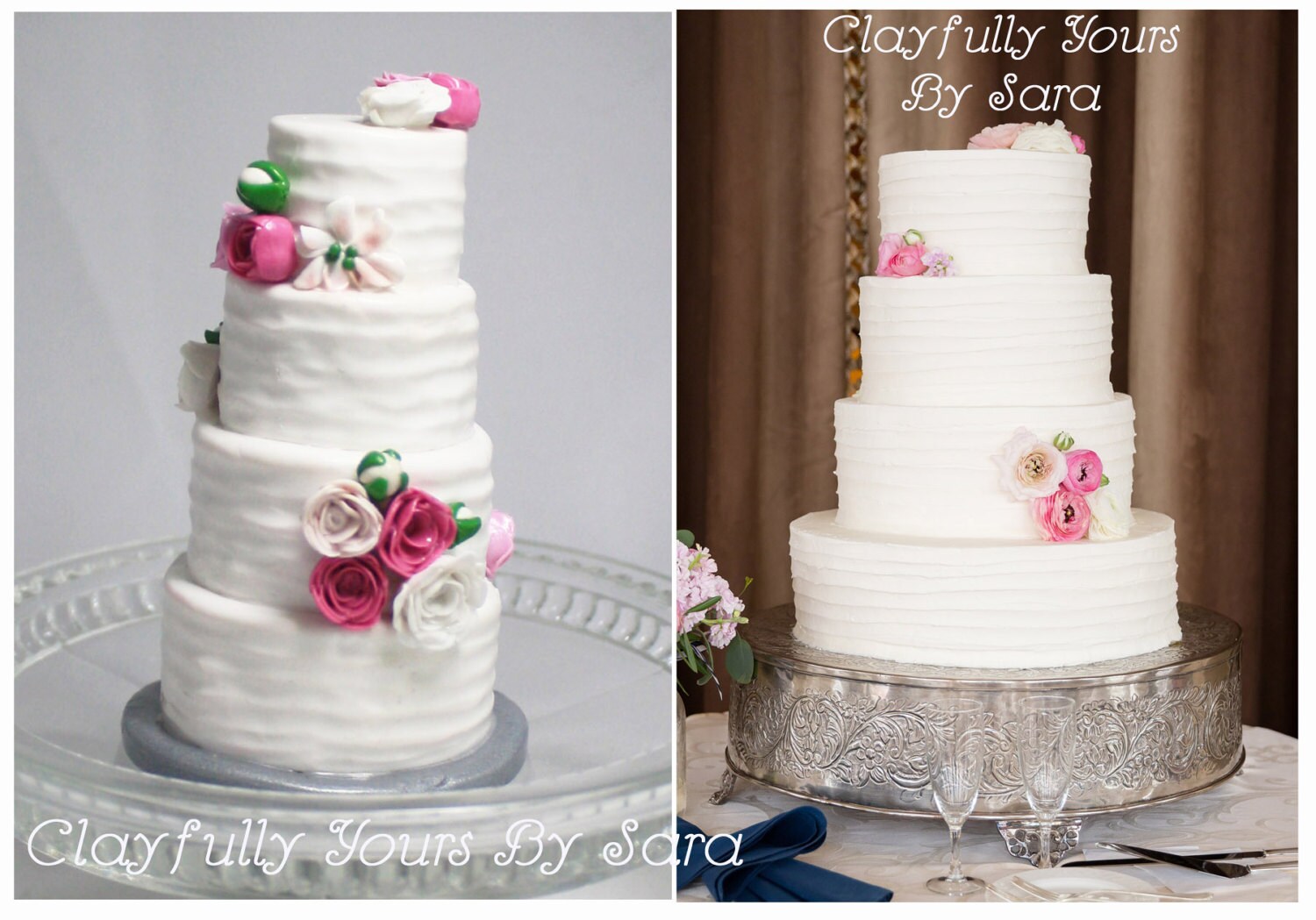 Wedding Cake Mini Replica Custom Ornament - Replica Cake - Wedding Gift - First Anniversary - Newlyweds  FIXGift - Clay Ornament Shop - Thumbnail 2