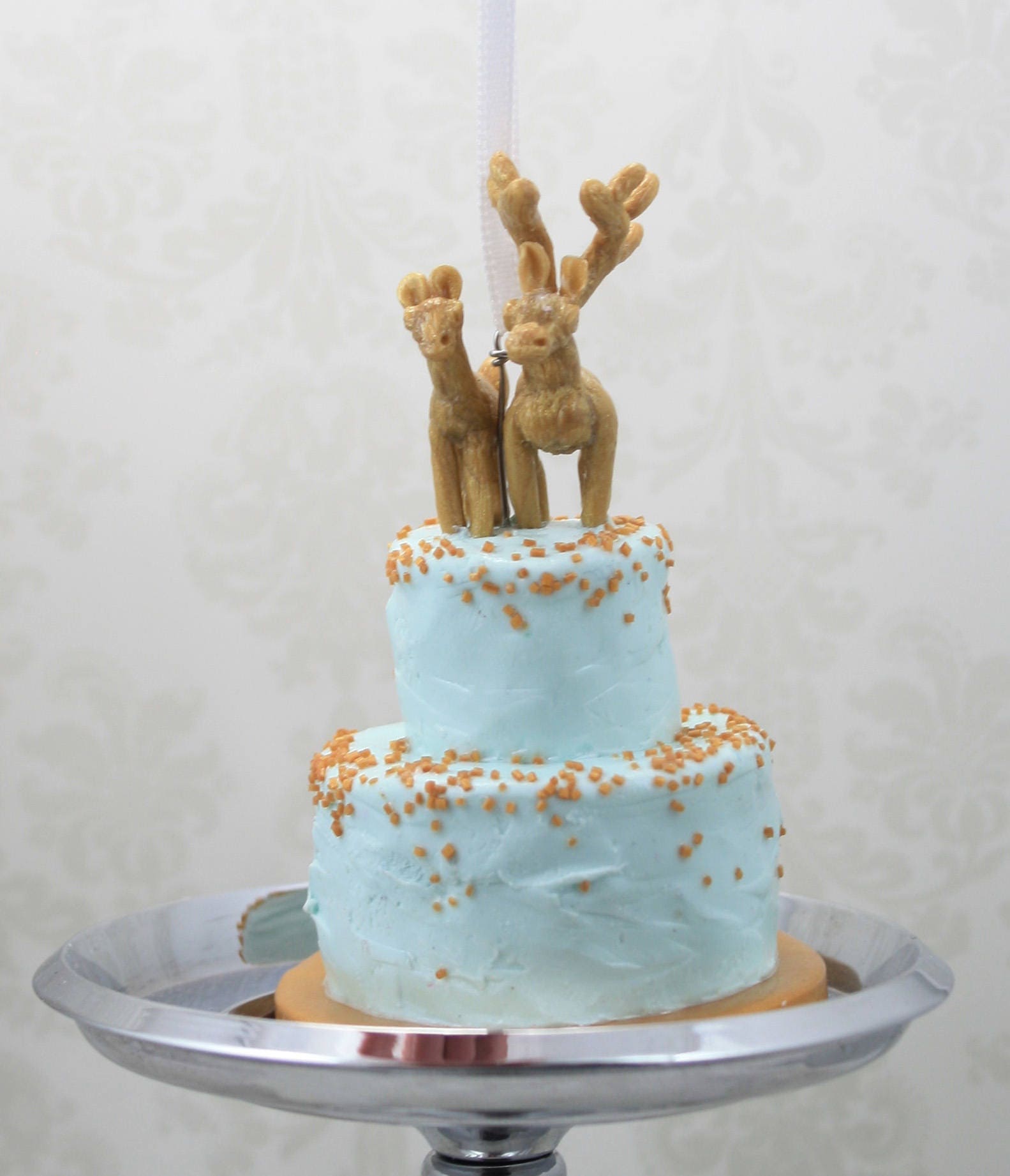 Wedding Cake Mini Replica Custom Ornament - Replica Cake - Wedding Gift - First Anniversary - Newlyweds Gift - Clay Ornament - Thumbnail 3