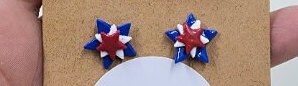 4th of July Star Firework Stud Earrings | Red White Blue | Patriotic | Memorial Day | Veteran's  Day | Parade - Thumbnail 5