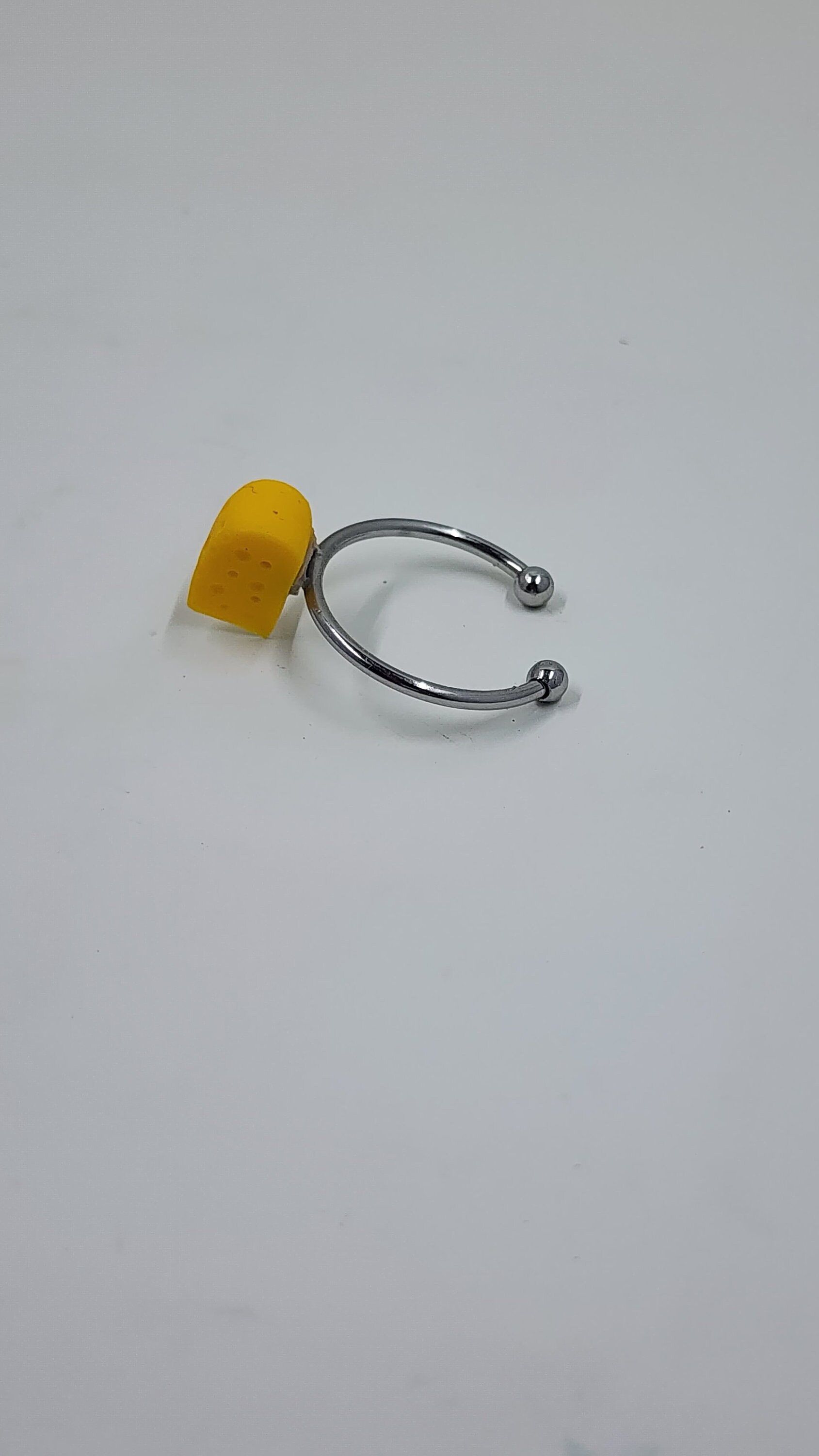 Cheese Wedge RING - Cheesehead Jewelry - Handmade - Wisconsin - Mini food jewelry - cheese head - Adjustable - Thumbnail 3