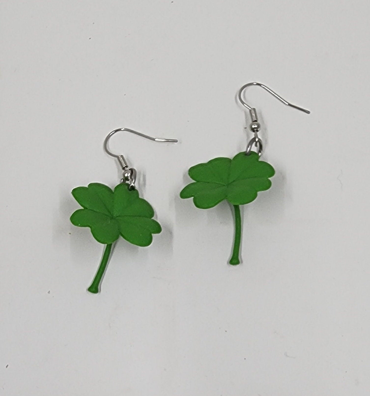 Shamrock Clover Earrings - 4 Leaf Clover - St Patricks Day - Irish - Lucky Charm - Thumbnail 5