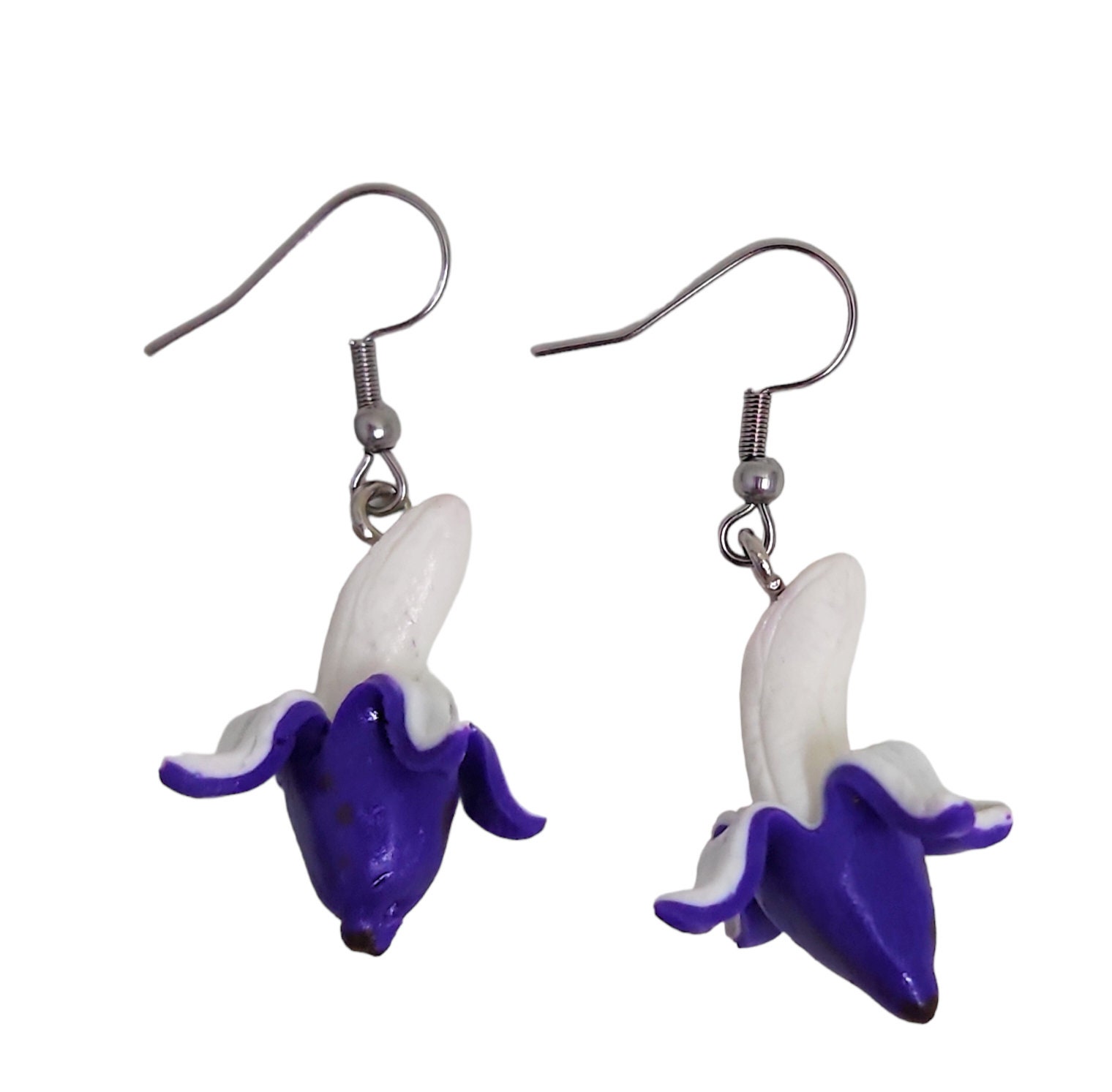 Purple Banana Dangle Earrings - Fake Food - Tribute - Peeled - Let's Go Crazy - Artist Formerly Known As - Purple One - Dearly Beloved