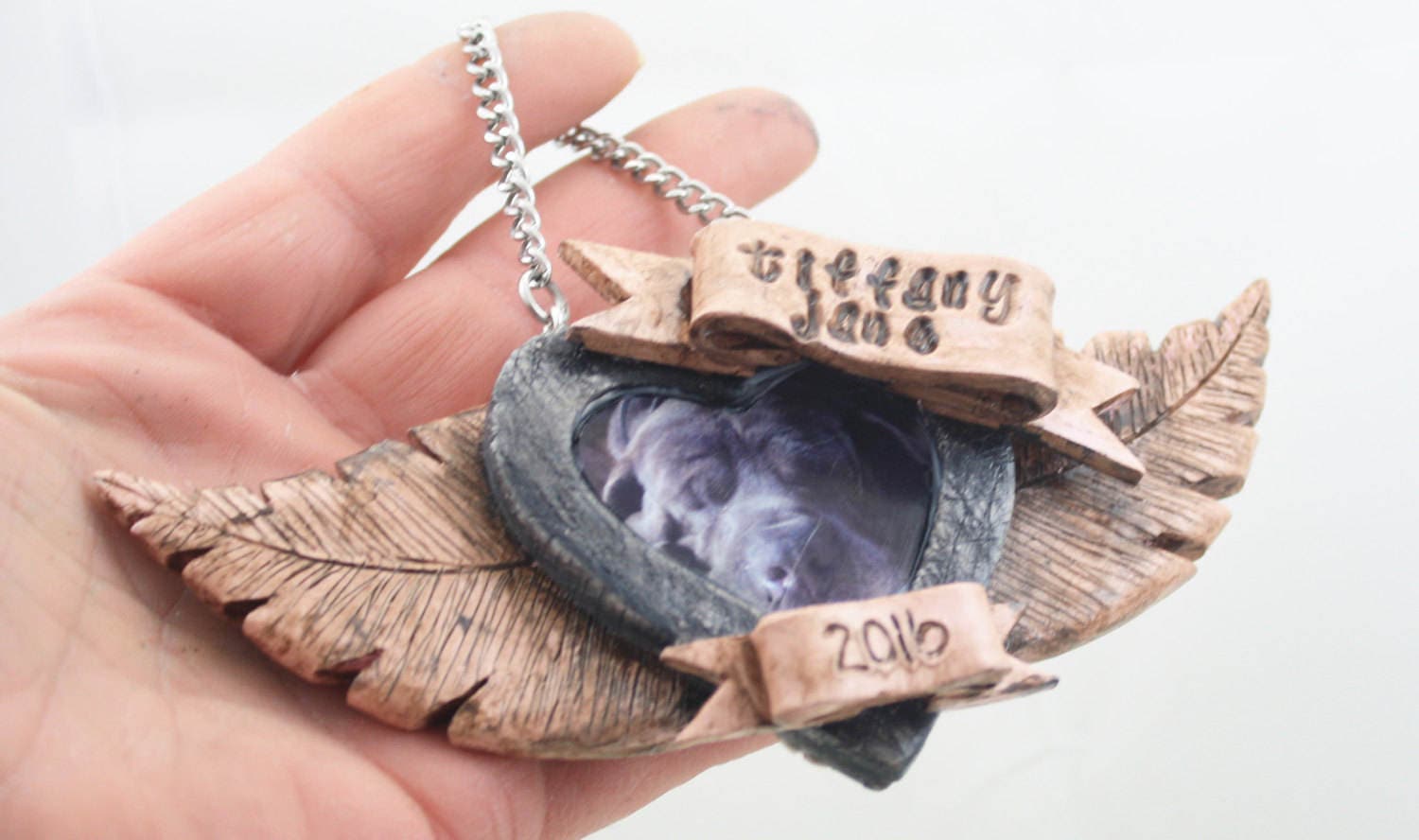 Pet Memorial Custom Ornament - Rainbow Bridge - Christmas - Personalized - Picture Frame Ornament - Dog - Cat - Your Pet Photo Ornament MTO - Thumbnail 5