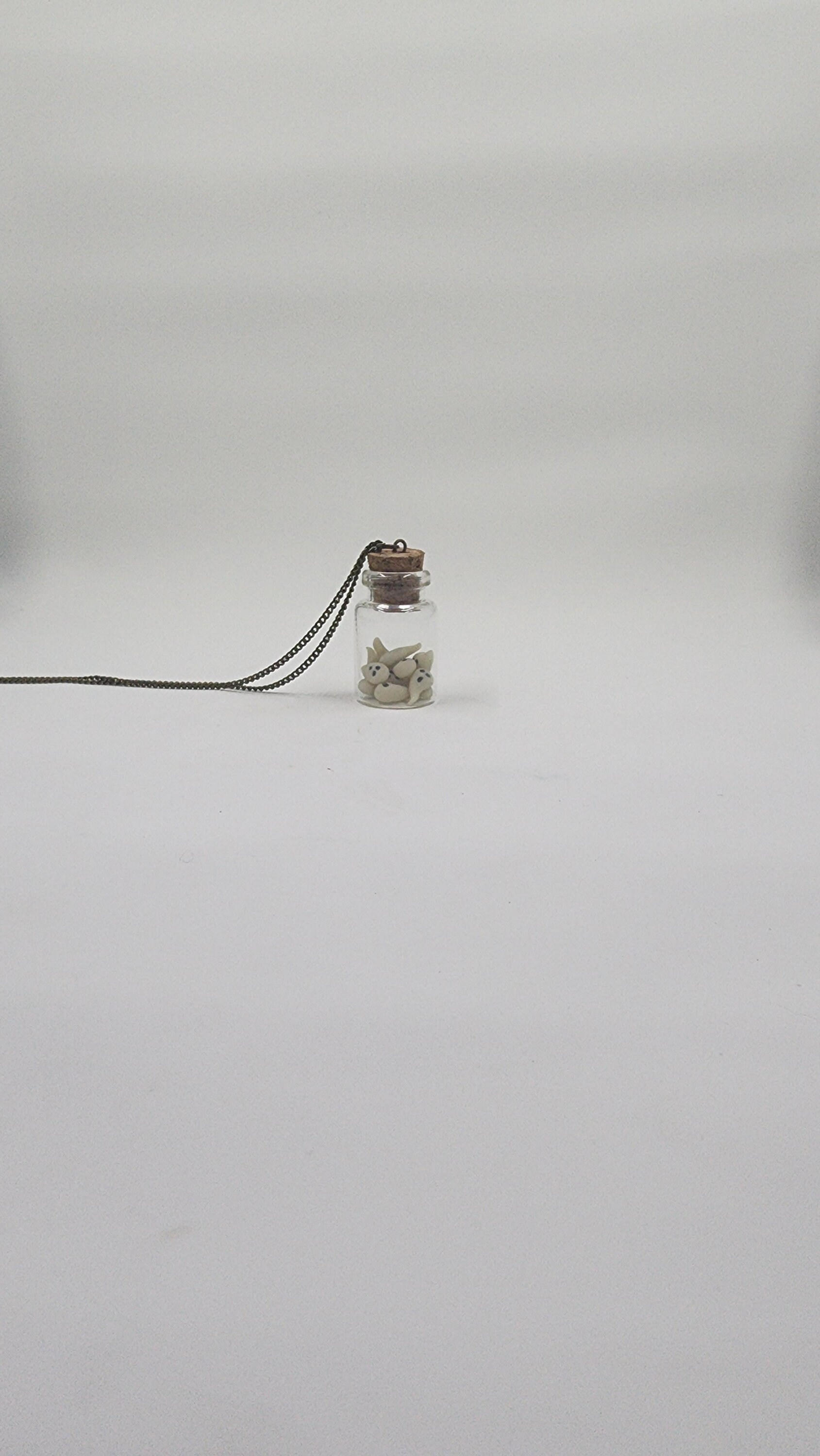 Bottle of Boos Charm Necklace - Halloween ghost pendant in polymer clay in a miniature bottle pet ghost glow in the dark boo - Thumbnail 5