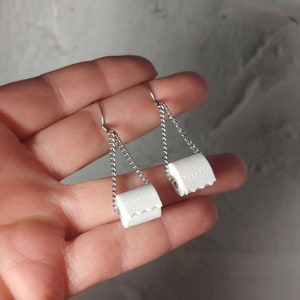 Toilet Paper Roll Dangle Earrings 2020 Toilet tissue earrings Toilet roll earrings Loo roll novelty Clip on or Pierced image 3