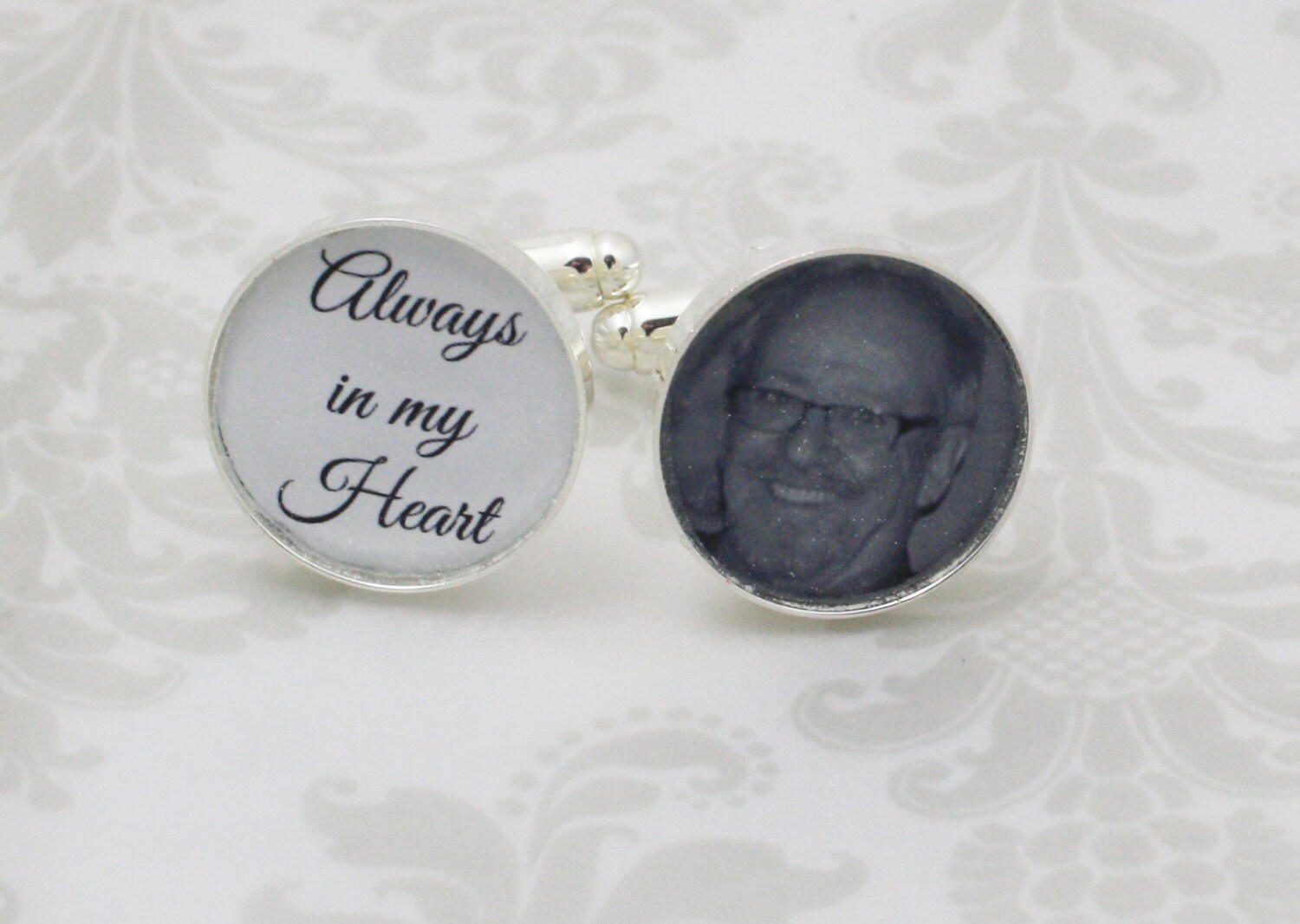 Your Own Photo Personalize Cufflinks For Him (MTO) Handmade - Cuff links - Father's Day - Wedding - Quote - Tuxedo Studs - Thumbnail 3