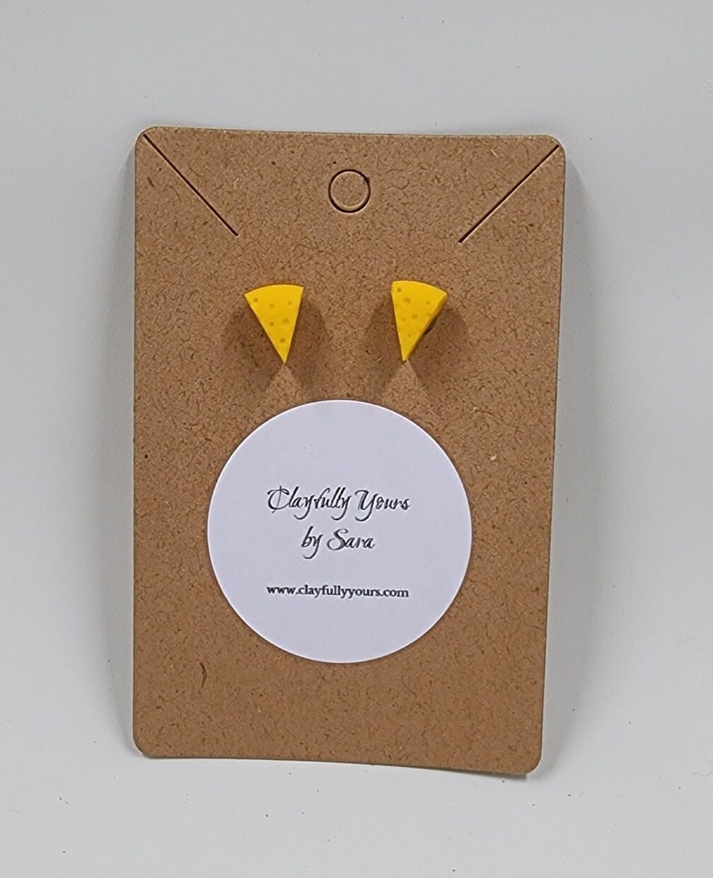 Cheese Wedge Stud Earrings V2 - Cheesehead Jewelry - Green Bay - Fake Food Earrings- Handmade - Wisconsin - Thumbnail 2
