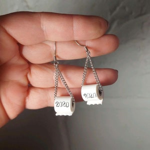 Toilet Paper Roll Dangle Earrings 2020 Toilet tissue earrings Toilet roll earrings Loo roll novelty Clip on or Pierced image 8