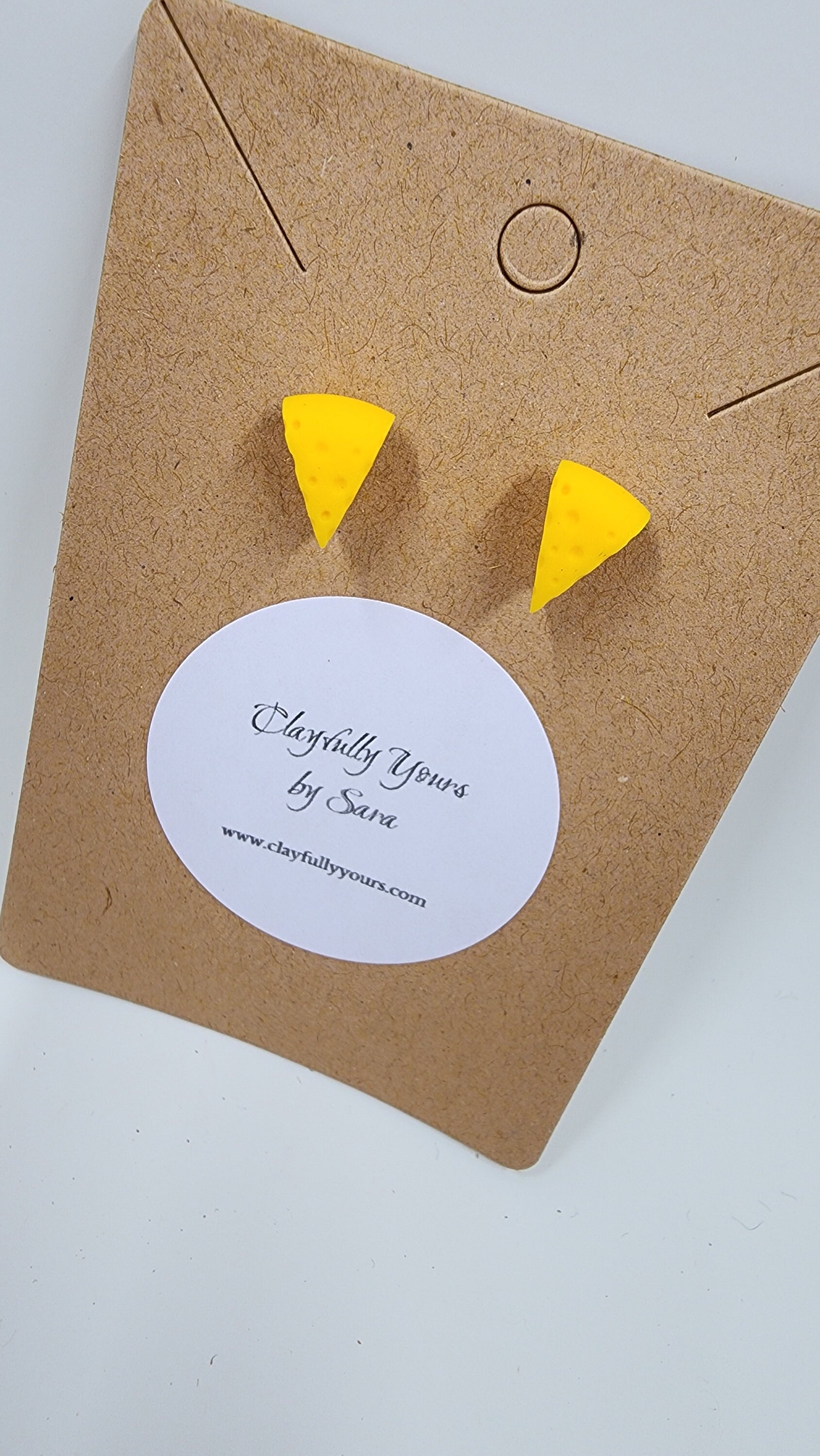 Cheese Wedge Stud Earrings V2 - Cheesehead Jewelry - Green Bay - Fake Food Earrings- Handmade - Wisconsin - Thumbnail 4