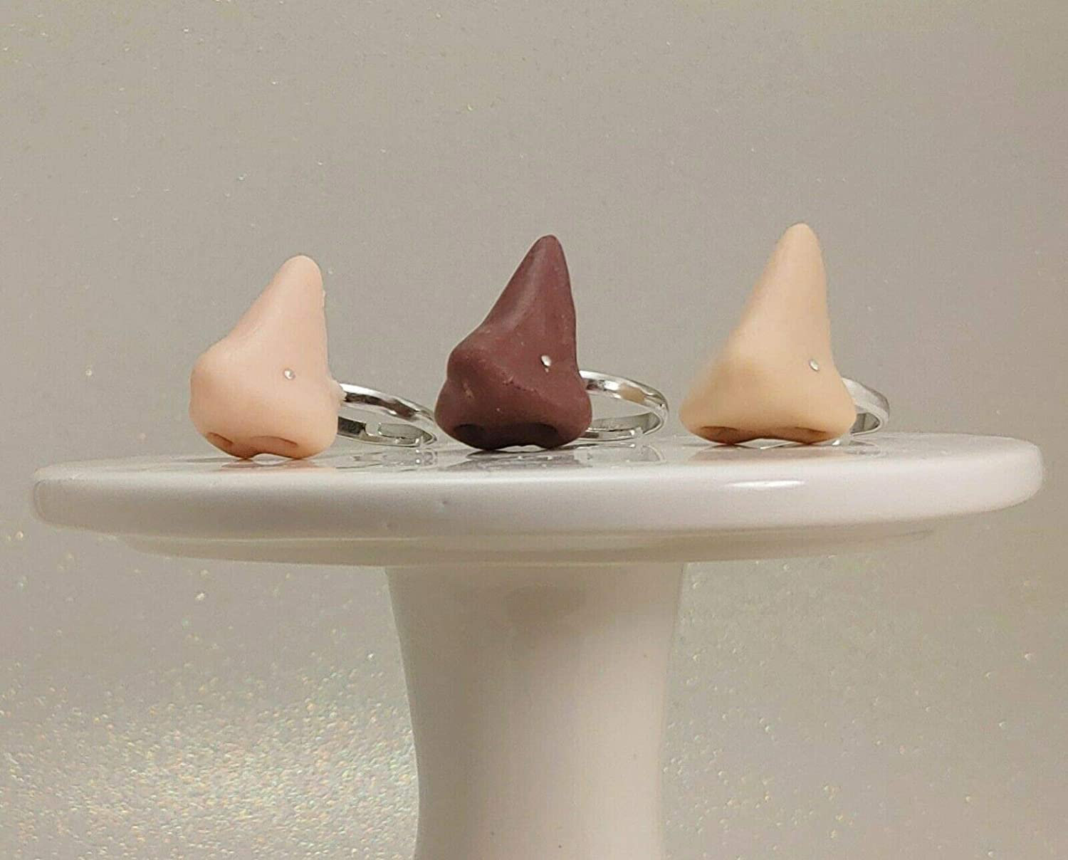 ORNAMENT Fake Nose Finger Ring with a Nose Stud Bone - Gag Gift - Pun - Prank - White Elephant - Teenager Gift - Faux - Non Piercing - Thumbnail 4