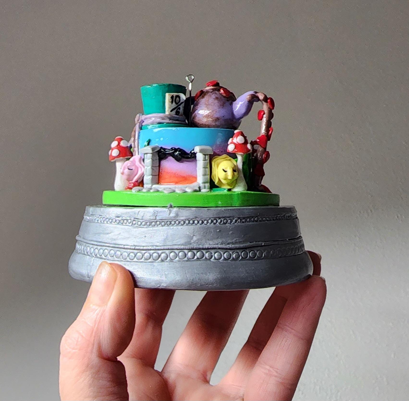 Alice In Wonderland - Wedding Cake Mini Replica Custom Ornament - Replica Cake - Wedding Gift - First Anniversary - Newlyweds Gift