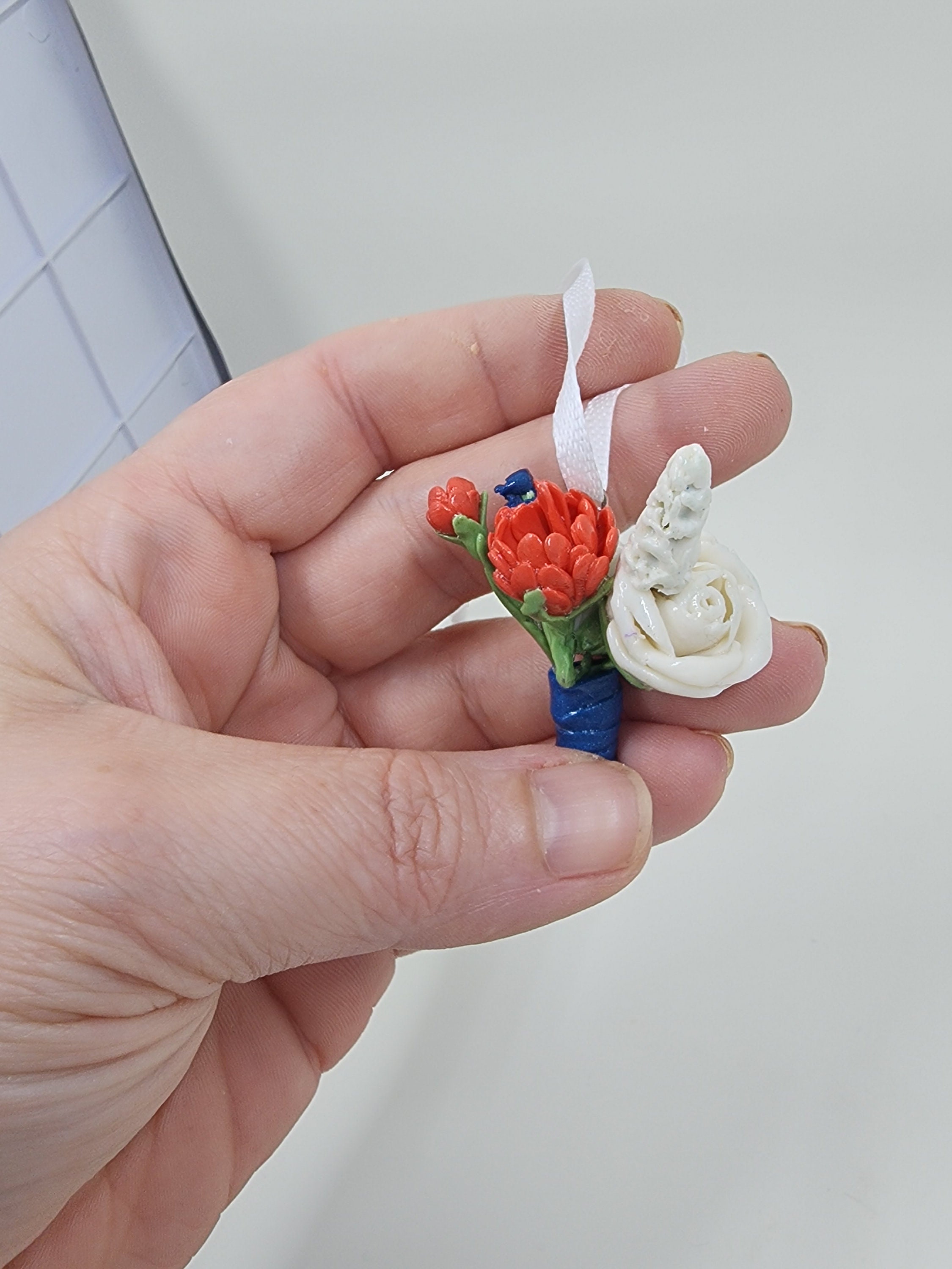 Boutonniere Replica Custom Ornament - Replica - Wedding Gift - First Anniversary - Newlyweds Gift - Clay Ornament Shop - Groom - Best Man - Thumbnail 3