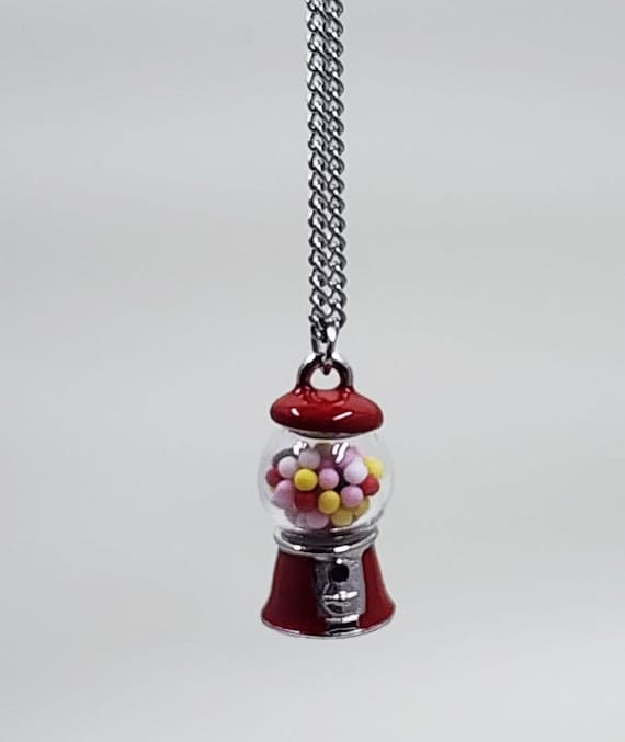 Gumball Machine Necklace - Retro Candy Jewelry - Bubble Gum 
