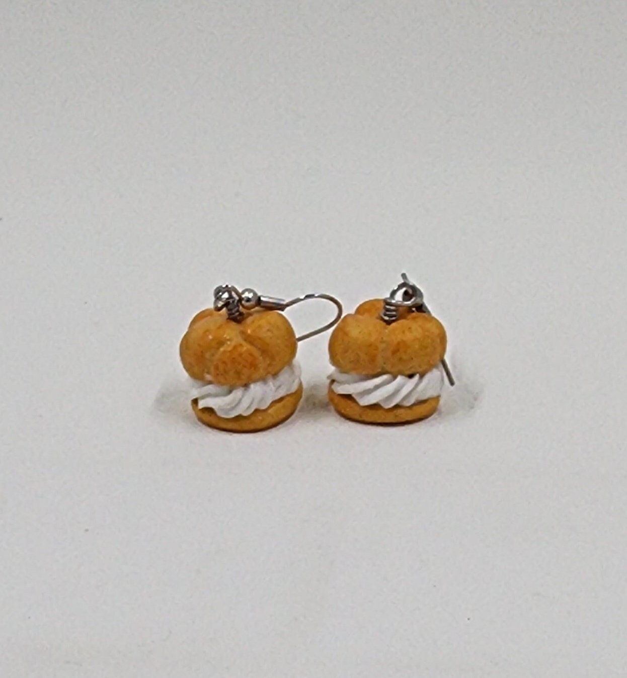 Cream Puff Earrings - Handmade Polymer Clay Earrings - State Fair Food - Thumbnail 3