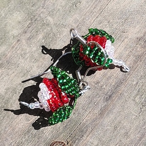 Luna Red Radish Bead Earrings / Dirigible Plum Earrings  - magic wizards beaded garden vegetable cosplay costume