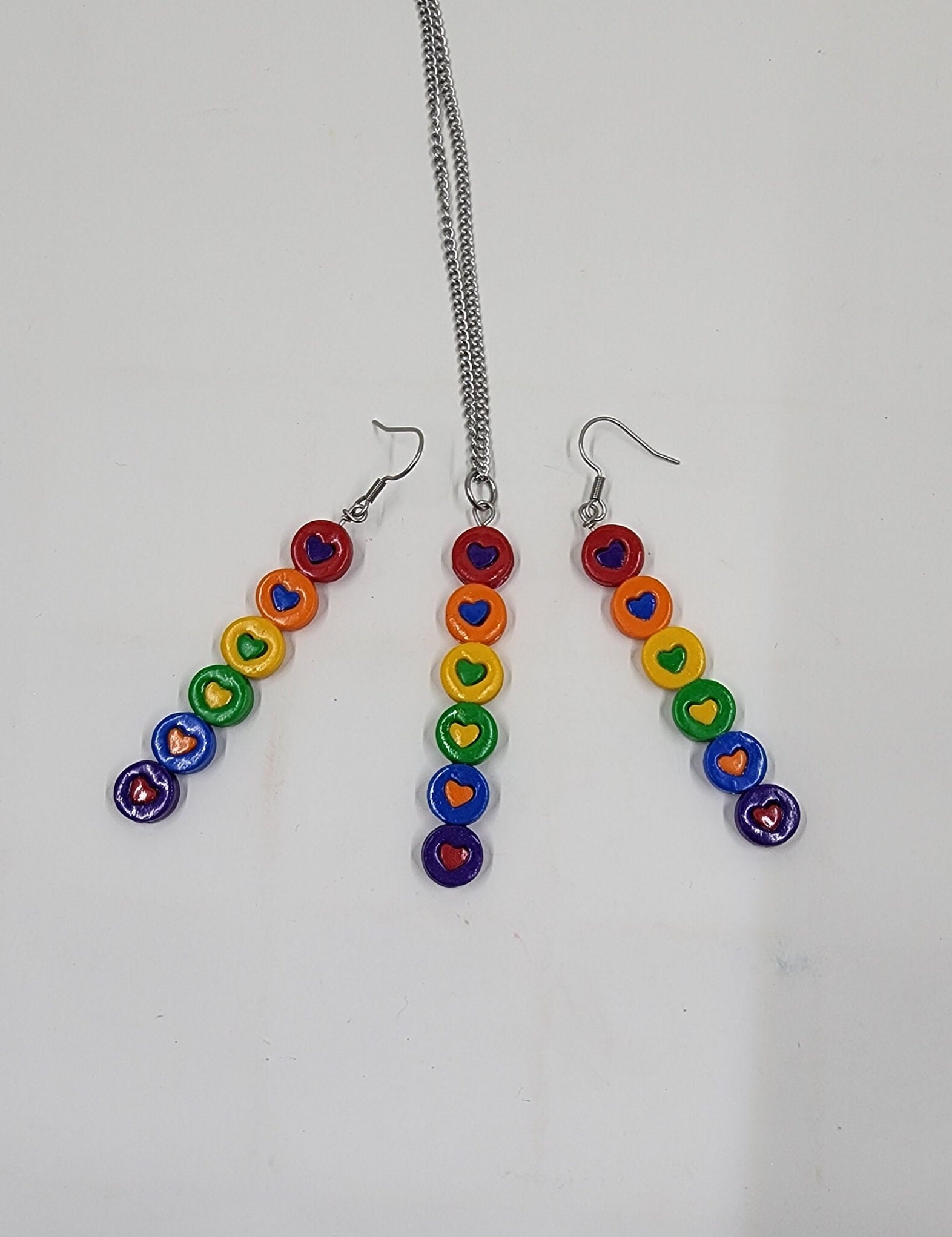 Rainbow Heart Necklace | Festival jewelry  | Pride accessory | LGBTQ + Necklace| Rainbow Statement Necklace - Thumbnail 2