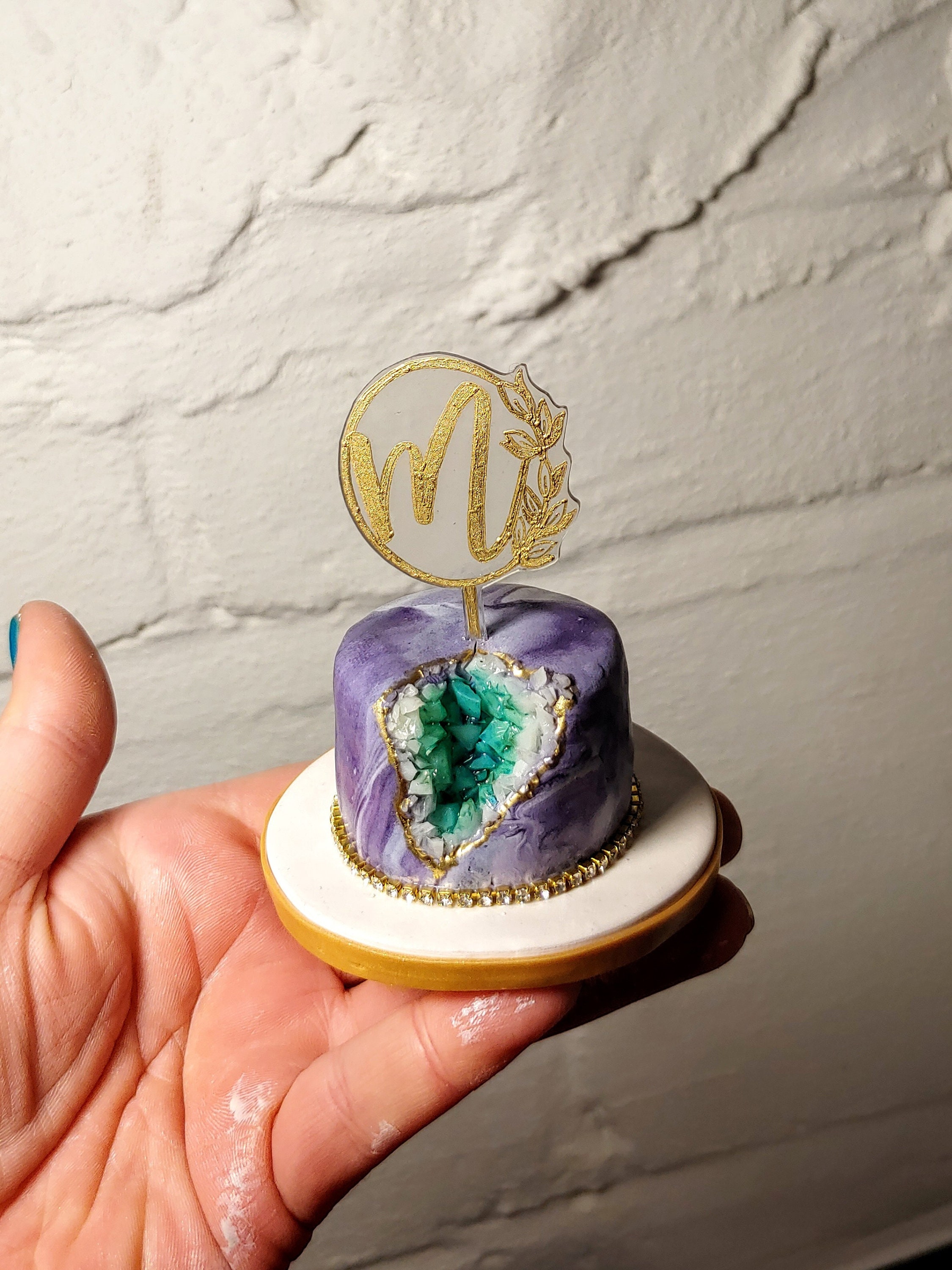 Geode Wedding Cake Mini Replica Custom Ornament - Replica Cake - Wedding Gift - First Anniversary - Newlyweds Gift - Clay Ornament Shop (NP)