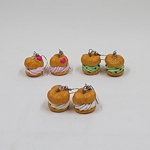 Cream Puff Earrings - Handmade Polymer Clay Earrings - State Fair Food