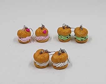 Cream Puff Earrings - Handmade Polymer Clay Earrings - State Fair Food