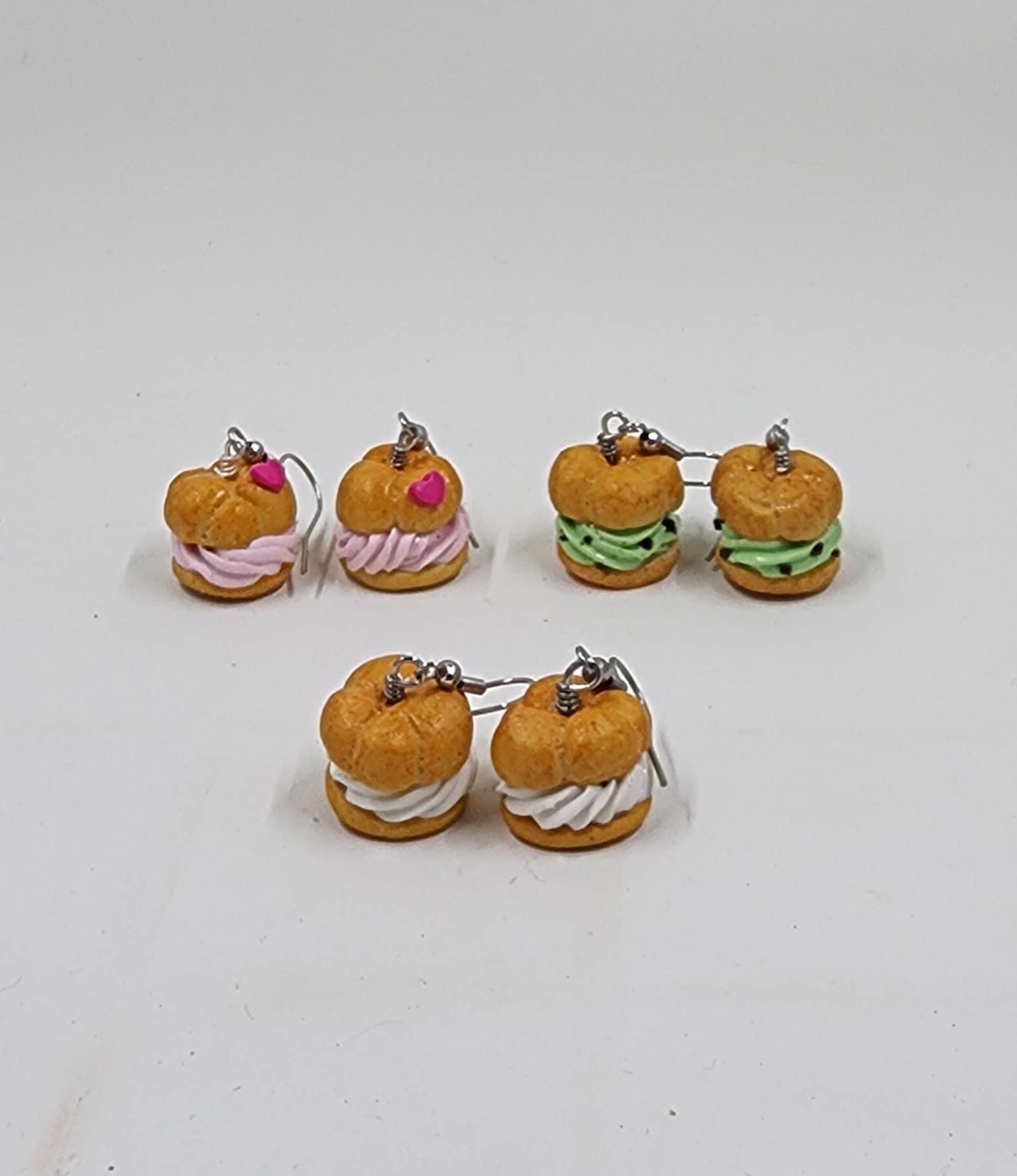 Cream Puff Earrings - Handmade Polymer Clay Earrings - State Fair Food