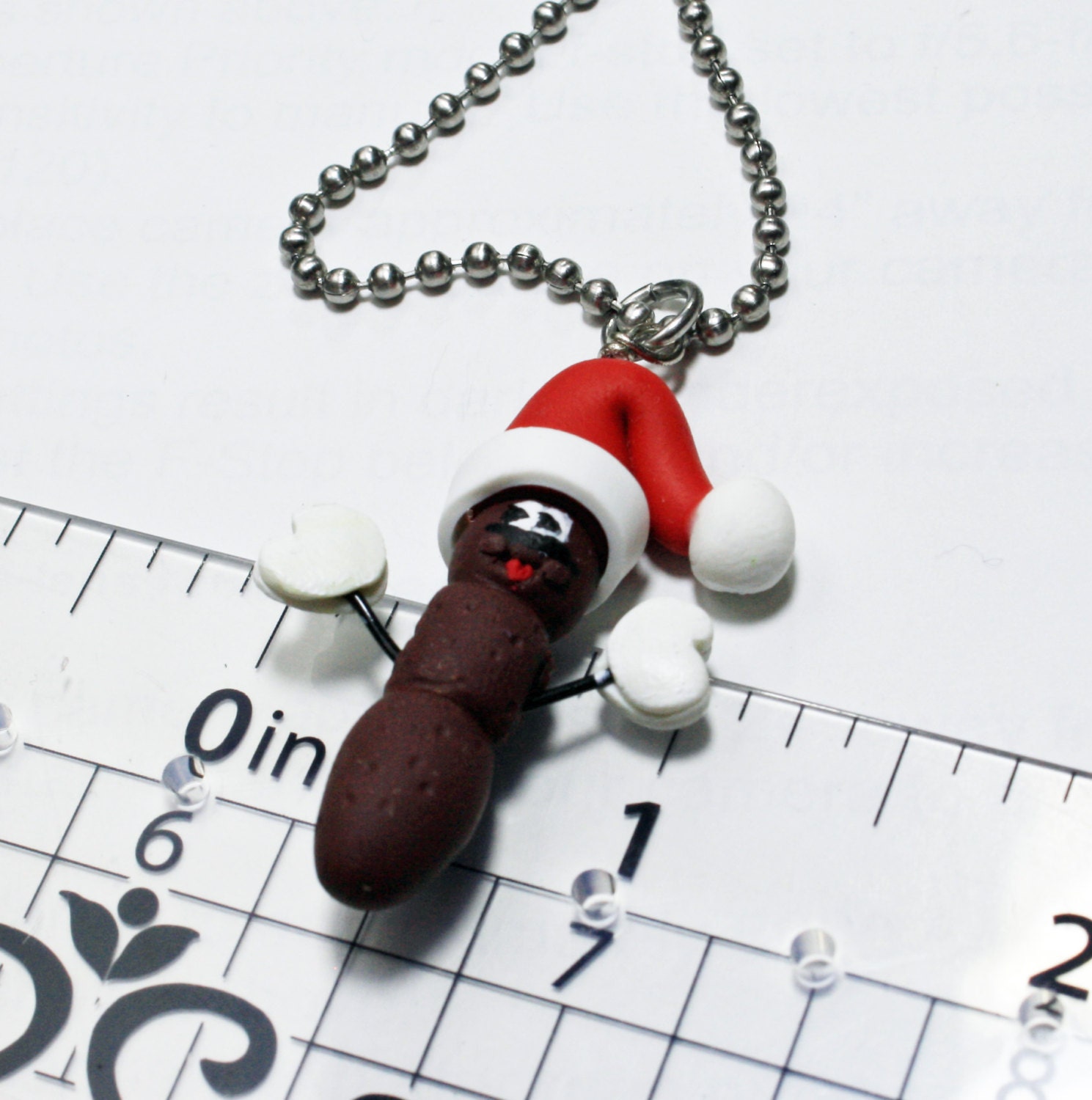 Mr. Poo The Christmas Poo Necklace - Hidey Ho - Clay Ornament Shop - Poo Polymer Clay - Thumbnail 3