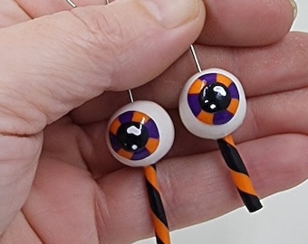 Eye Candy Earrings - Funny Earrings - Puns - Miniatures - Clay Earrings - Humor Earrings - Halloween - Eye Ball