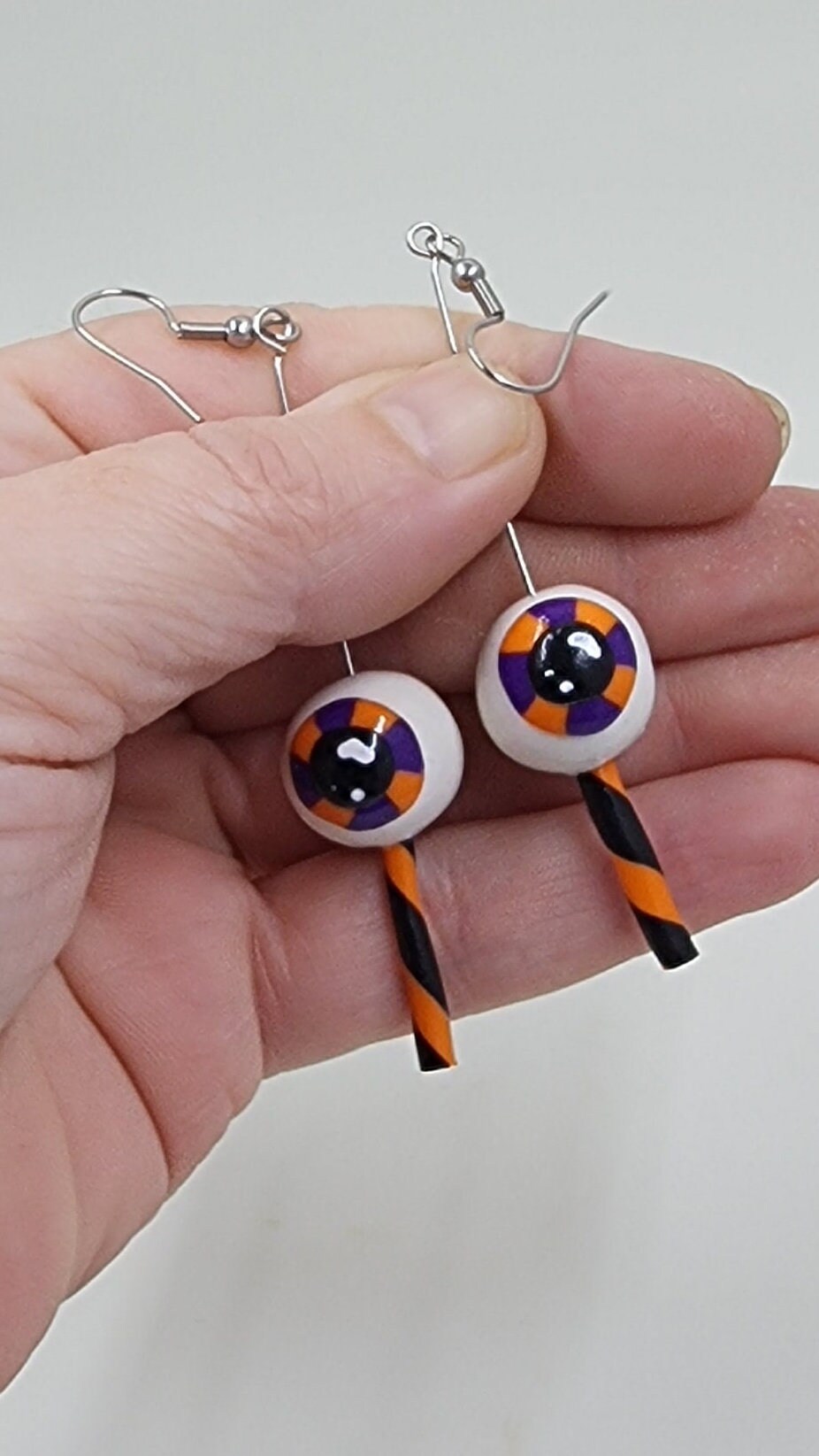 Eye Candy Earrings - Funny Earrings - Puns - Miniatures - Clay Earrings - Humor Earrings - Halloween - Eye Ball - Thumbnail 3