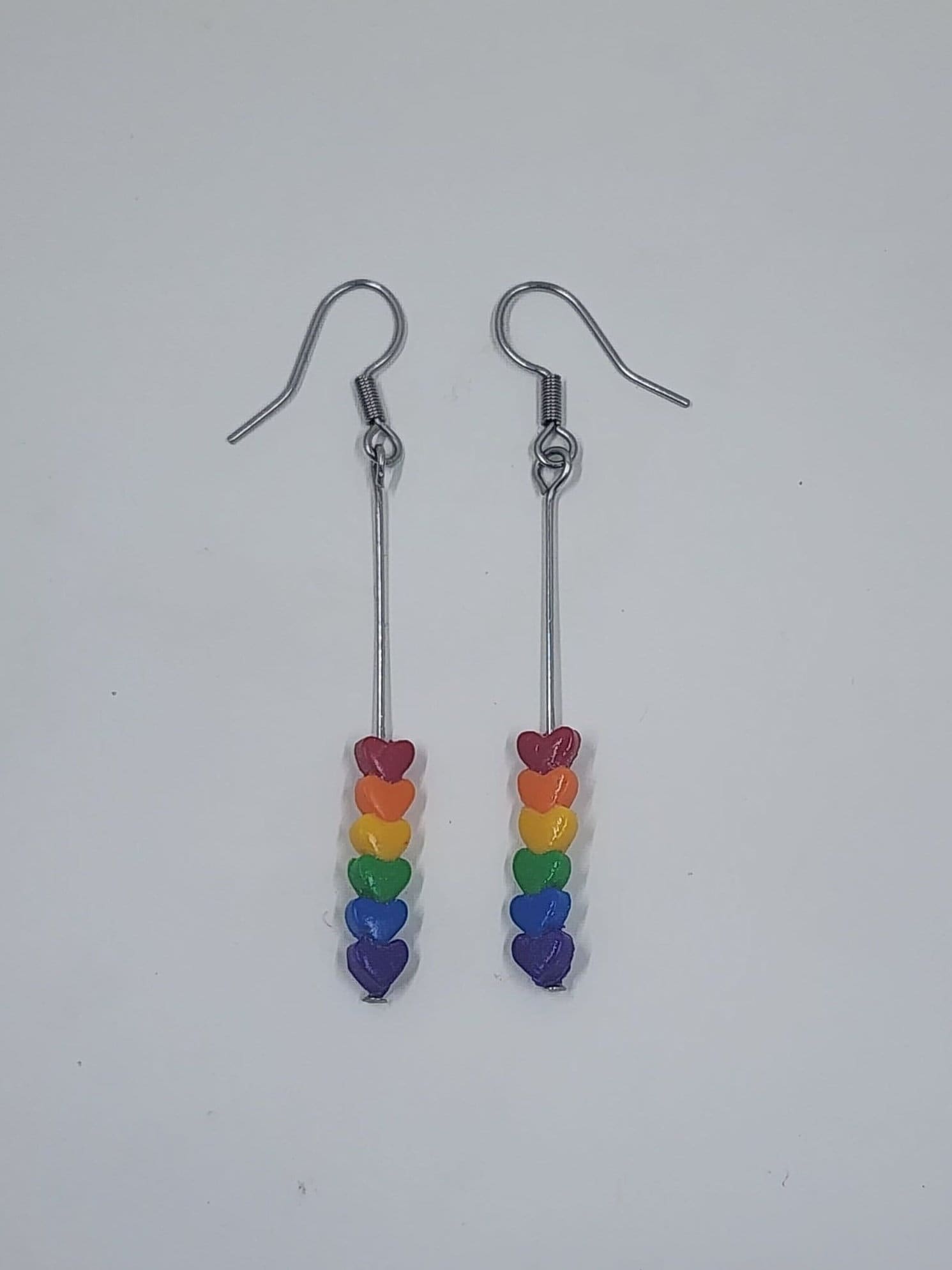 Rainbow Heart Earrings | Festival jewelry | Summer earrings | Pride accessory LGBTQ + Earrings | Rainbow Statement Earrings - Thumbnail 2