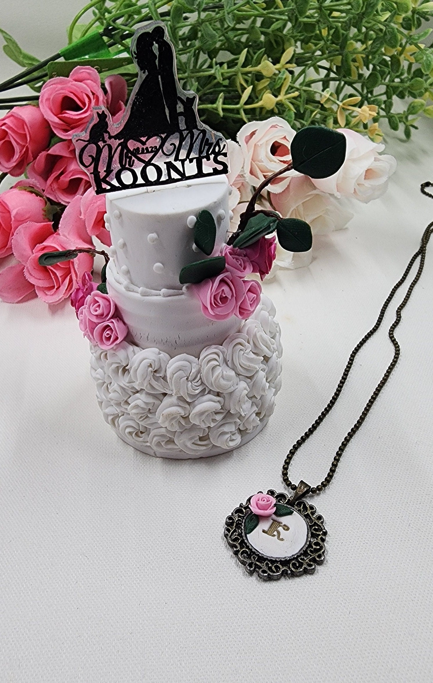 Flower Necklace Repica - Replica - Wedding Gift - First Anniversary - Newlyweds Gift - Clay Shop - Custom - Thumbnail 4