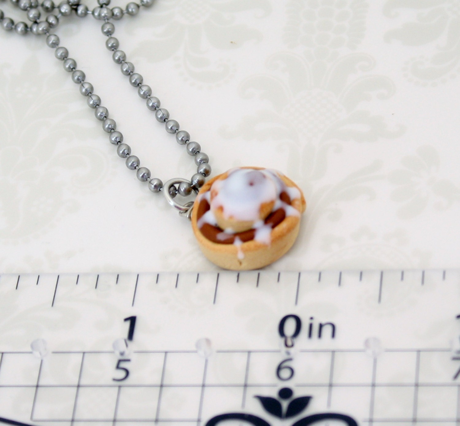 Cinnamon Roll "Hot Sticky Buns" Necklace - tiny food - cinnamon - roll - sticky buns - breakfast - jewelry - miniature food - Thumbnail 3