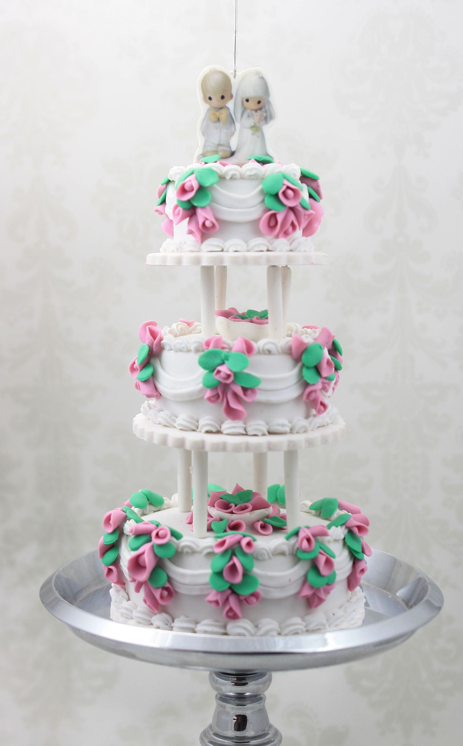 Wedding Cake Mini Replica Custom Ornament - Replica Cake - Wedding Gift - First Anniversary - Newlyweds Gift - Clay Ornament - Thumbnail 4