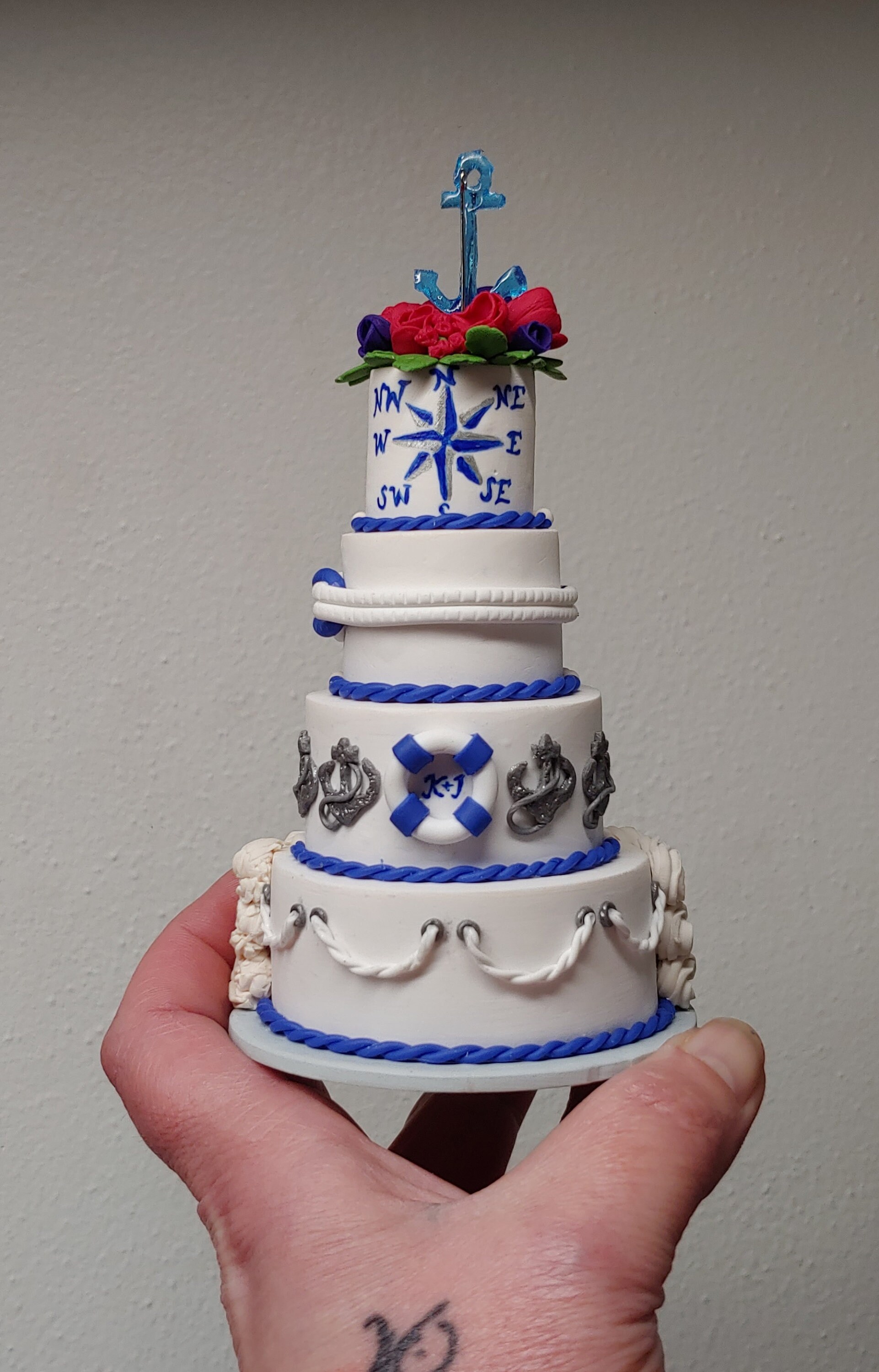 Wedding Cake Mini Replica Custom Ornament - Replica Cake - Wedding Gift - First Anniversary - Newlyweds - Clay Ornament Shop 2 - Thumbnail 4