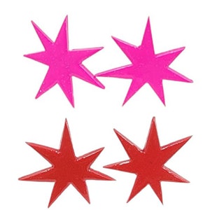 Jem and the Holograms Jem Star Earrings (Pink or Red) - Jewelry - The Misfits - Costumes - Cosplay Prop - 80&#39;s - Jemstar Earrings - Jewelry