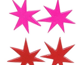 Jem and the Holograms Jem Star Earrings (Pink or Red) - Jewelry - The Misfits - Costumes - Cosplay Prop - 80&#39;s - Jemstar Earrings - Jewelry