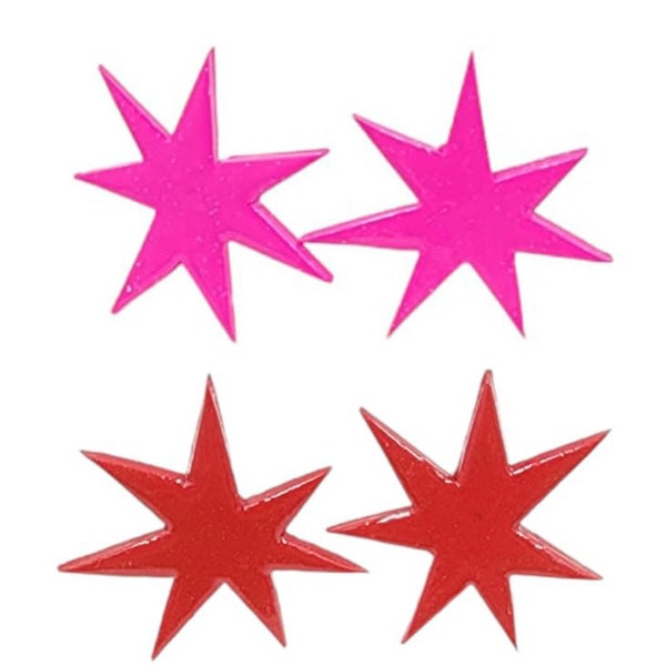 Pendientes Jem Star de Jem y los Hologramas (Rosa o Rojo) - Joyería - The Misfits - Disfraces - Accesorios de Cosplay - Años 80 - Pendientes Jemstar - Joyería