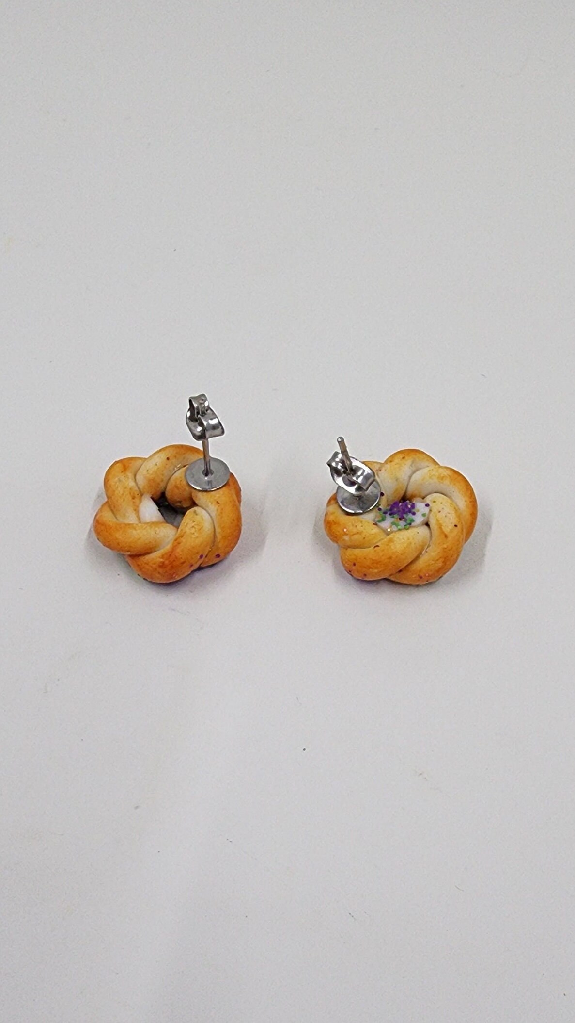 Mardi Gras Mini King Cake Polymer Clay Stud earrings - Handmade Earrings - Studs - Nola - Thumbnail 4