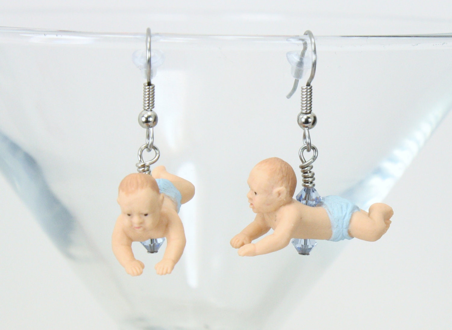 Newborn Baby Boy / Girl Earrings - baby shower - jewelry - twins - new baby - mom to be - pregnant - announcement -  expecting - new parents - Thumbnail 2