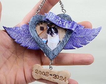 Pet Memorial Custom Ornament - Rainbow Bridge - Christmas - Personalized - Picture Frame Ornament - Dog - Cat - Your Pet Photo Ornament MTO