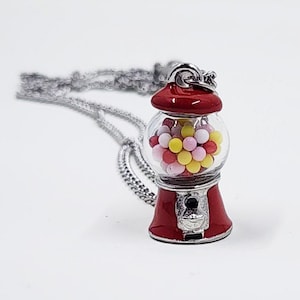 Colar de máquina de chicletes - Jóias de doces retrô - Chiclete - Pingente