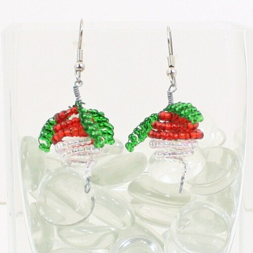 Luna Red Radish Bead Earrings / Dirigible Plum Earrings Etsy
