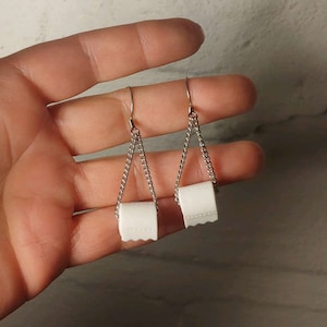 Toilet Paper Roll Dangle Earrings 2020 Toilet tissue earrings Toilet roll earrings Loo roll novelty Clip on or Pierced No Year