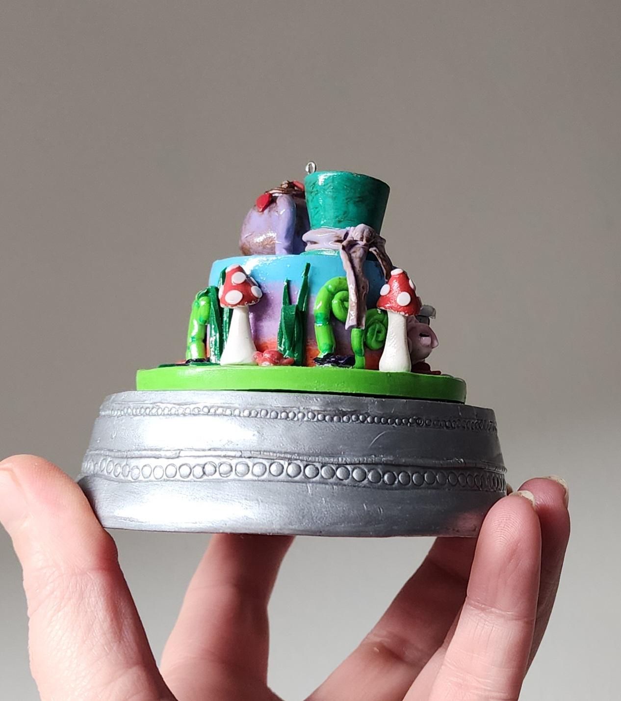 Alice In Wonderland - Wedding Cake Mini Replica Custom Ornament - Replica Cake - Wedding Gift - First Anniversary - Newlyweds Gift - Thumbnail 3