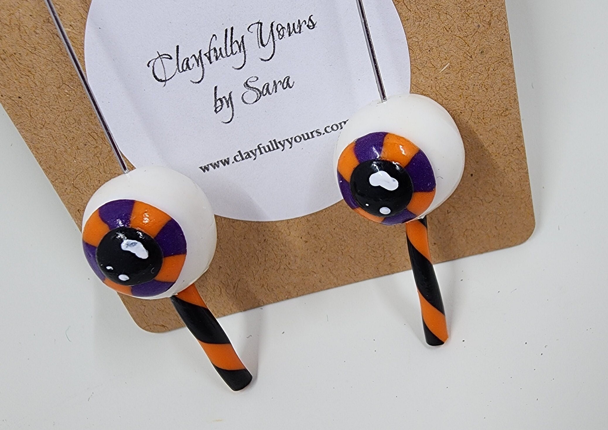 Eye Candy Earrings - Funny Earrings - Puns - Miniatures - Clay Earrings - Humor Earrings - Halloween - Eye Ball - Thumbnail 6