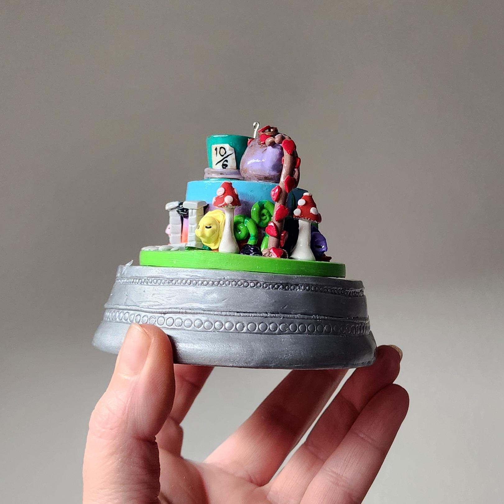 Alice In Wonderland - Wedding Cake Mini Replica Custom Ornament - Replica Cake - Wedding Gift - First Anniversary - Newlyweds Gift - Thumbnail 2