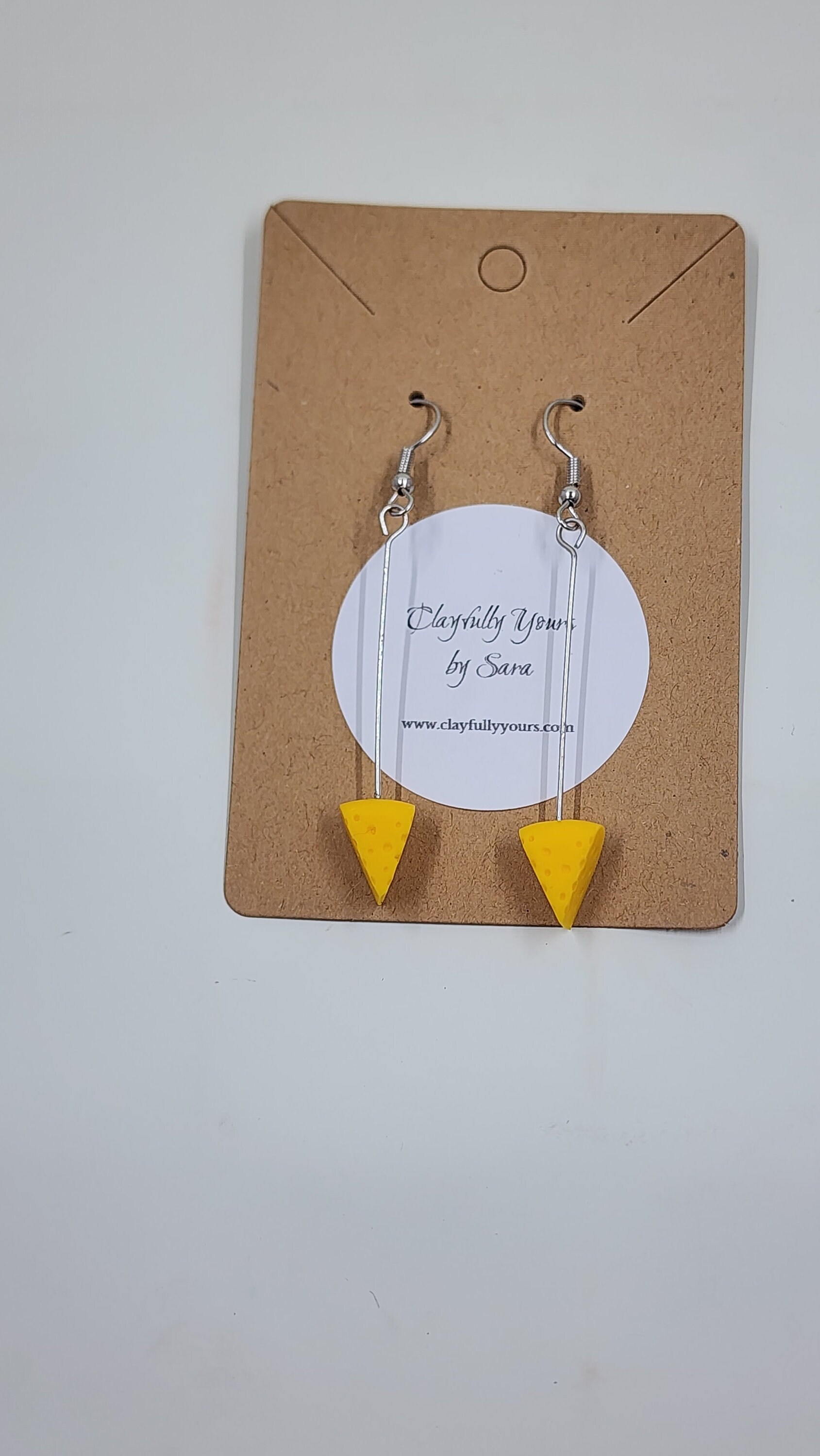 Cheese Wedge Earrings - Cheesehead Jewelry - Green Bay - Fake Food Earrings- Handmade - Wisconsin - Thumbnail 2