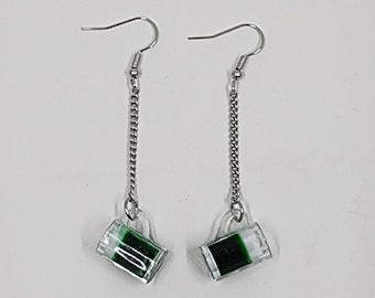 Green Beer Earrings - Shamrock - St Patricks Day - Irish 1:12 scale