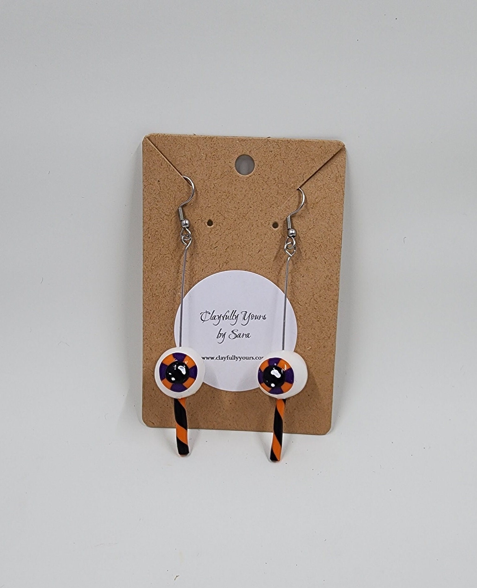 Eye Candy Earrings - Funny Earrings - Puns - Miniatures - Clay Earrings - Humor Earrings - Halloween - Eye Ball - Thumbnail 2