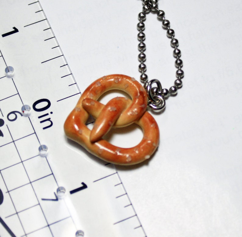 Heart Pretzel Necklace Fake Food Jewelry Salted Polymer Clay Miniature Food image 3